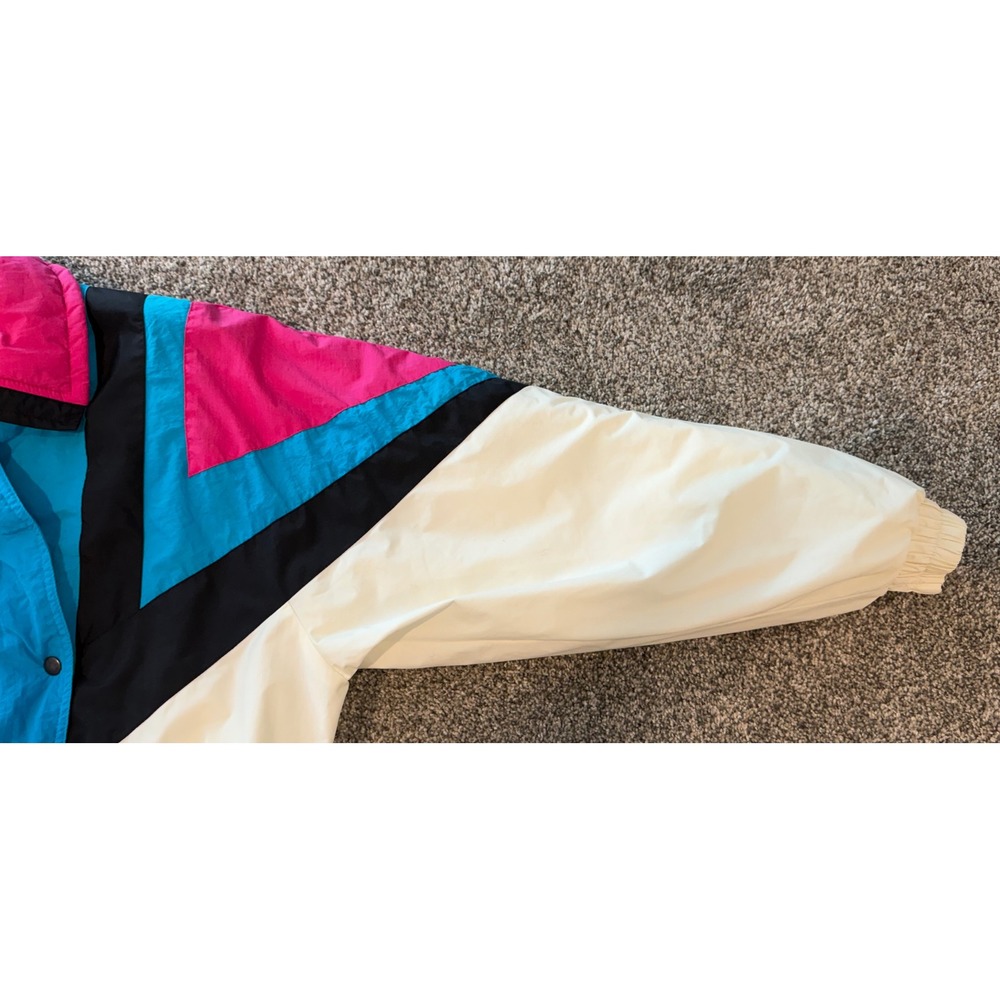 Vintage Subito Colorblock Ski Suit Pink Turquoise Black Stirrup Pants Womens 12 - Picture 7 of 14